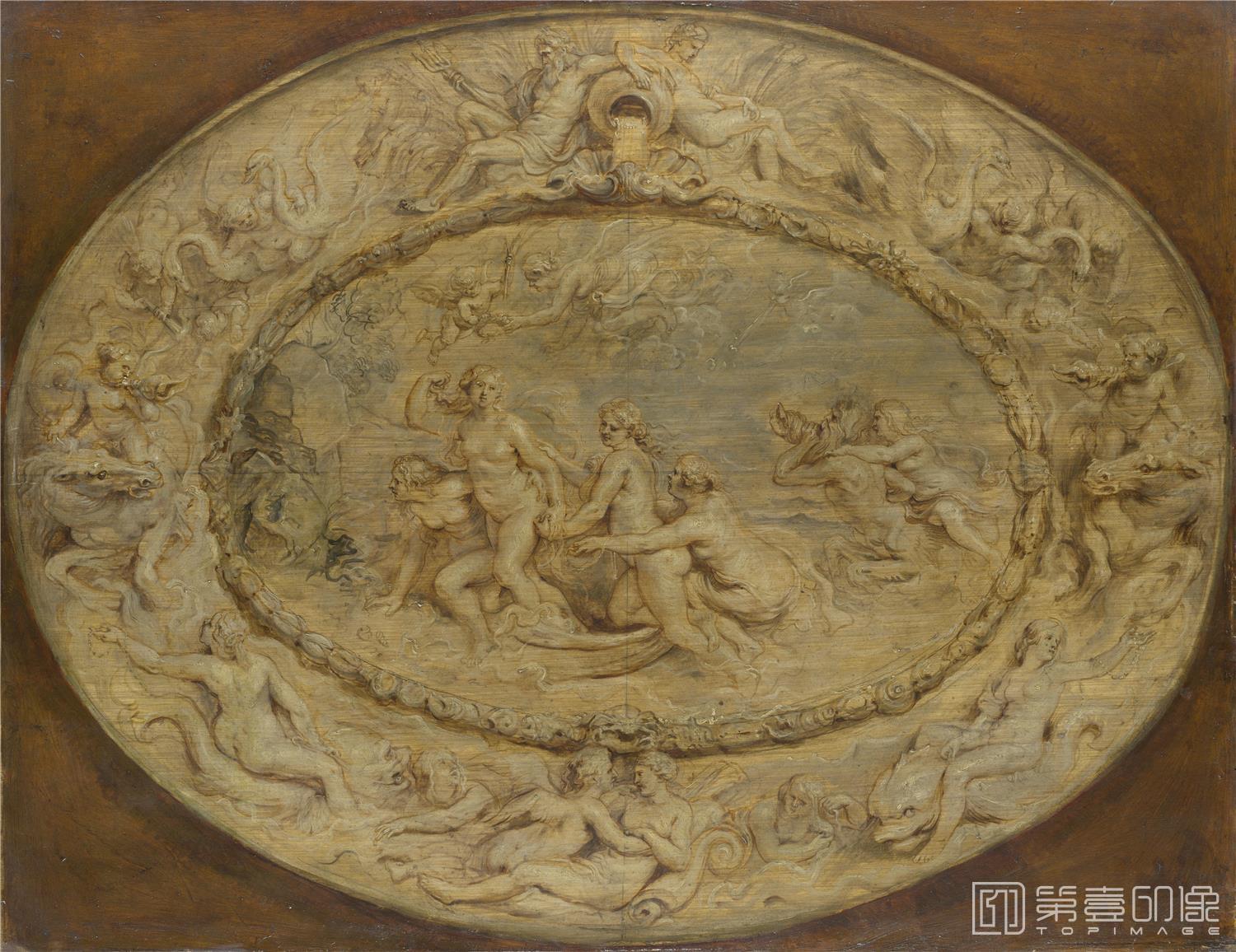 素描-大英博物馆藏画-Peter Paul Rubens - The Birth of Venus-1924